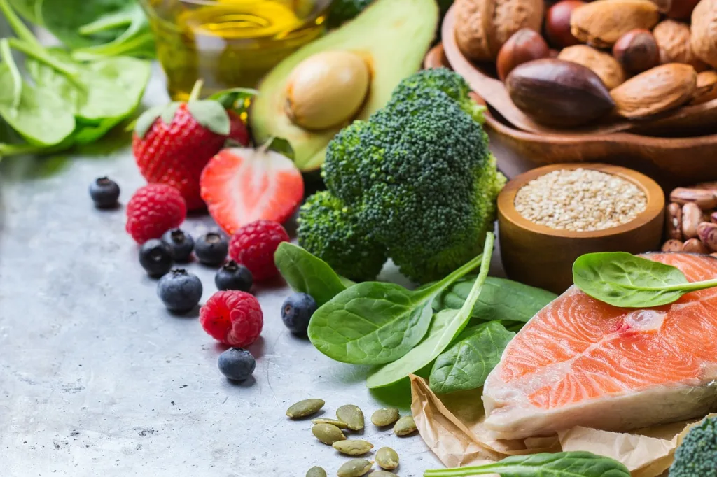 fruits, vegetables, nature, nuts, leaves, diet, food, balance, healthy